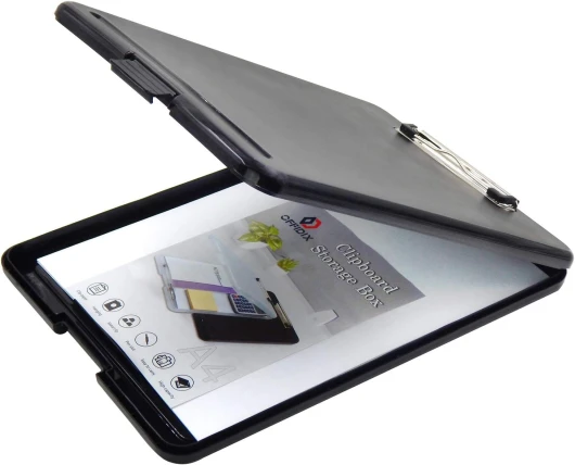 OFFIDIX A4 Slim Presse-papiers Dossier Conférence Plastique Dossier Presse-papiers Support De Papier Clip De Rangement Conseil Idéal pour L'école Maison et Bureau Utilisation Plier Sur Presse-pap Noir